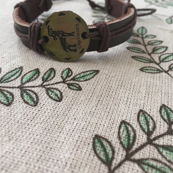 Brown Leather Capricorn Bracelet - Picture 2 of 2